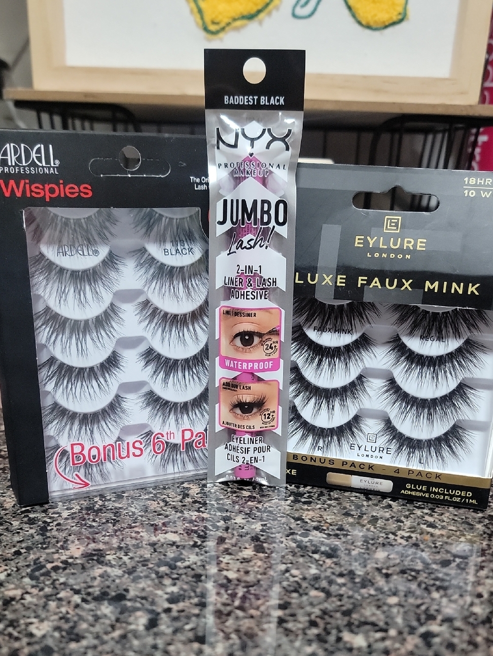 LASH BUNDLE 🔥NYX Jumbo Lash 2-in-1 Liner & 6 Pack Ardell Wispies/eyelure 4 Pair